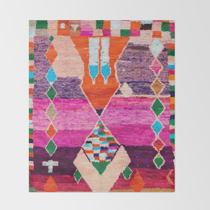 Traditional Oriental Moroccan Berber Rug Design Throw Blanket Gallery Image 2