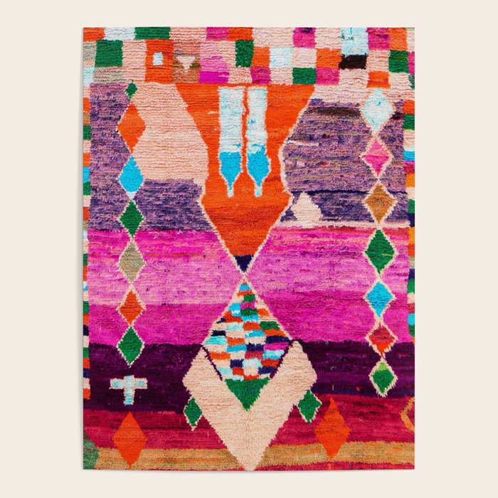 Traditional Oriental Moroccan Berber Rug Design Poster Gallery Image 1