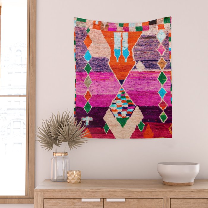 Traditional Oriental Moroccan Berber Rug Design Wall Tapestry Gallery Image 2
