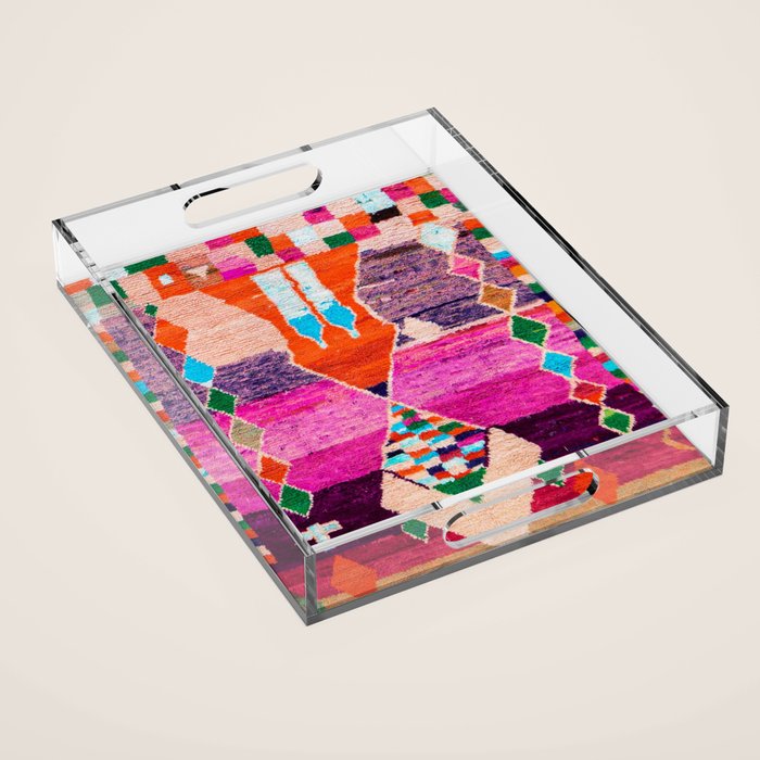 Traditional Oriental Moroccan Berber Rug Design Acrylic Tray Gallery Image 1