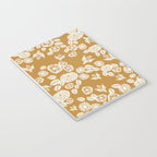 Bee Garden - linocut art, mustard, yellow, garden floral, home decor, bees, florals, flowers print Notebook Gallery Image 3