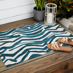 Zebra Print - Teal Palette Outdoor Rug Gallery Image 2