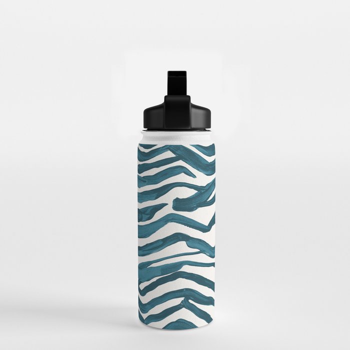 Zebra Print - Teal Palette Water Bottle Gallery Image 2