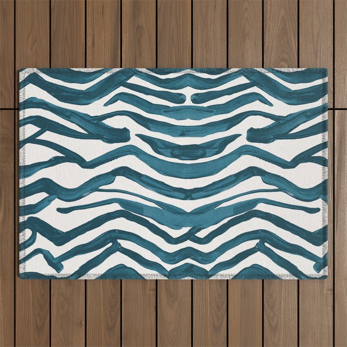 Zebra Print - Teal Palette Outdoor Rug Gallery Image 1