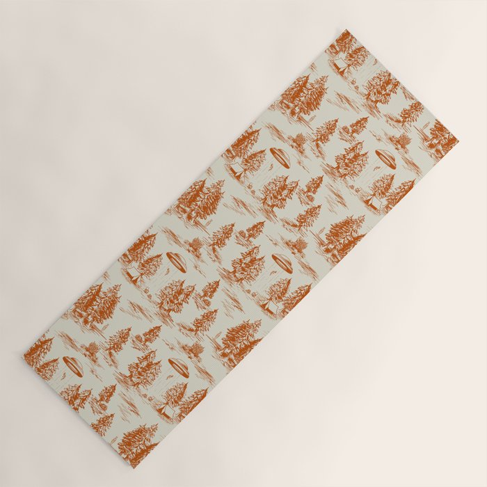 Orange Alien Abduction Toile De Jouy Pattern Yoga Mat Gallery Image 1
