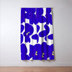 Blue Retro Flowers #decor #society6 #buyart Window Curtain Gallery Image 3