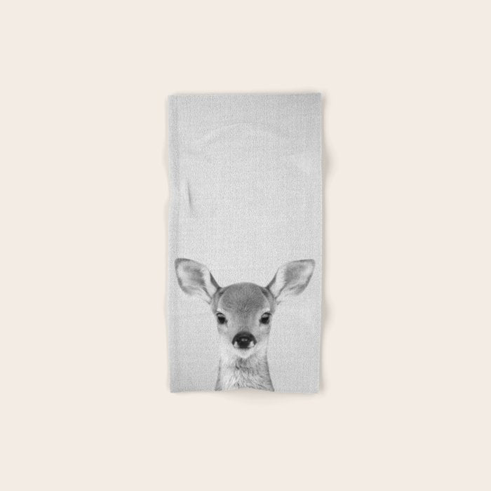 Baby Deer - Black & White Hand & Bath Towel Gallery Image 1