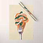 This Too Shall Pasta | Funny Quote Positivity Food Typography, Italian Illustration Noodles Growth Mindset Pastel Painting Wrapping Paper Gallery Image 1