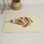 This Too Shall Pasta | Funny Quote Positivity Food Typography, Italian Illustration Noodles Growth Mindset Pastel Painting Rug Gallery Image 1