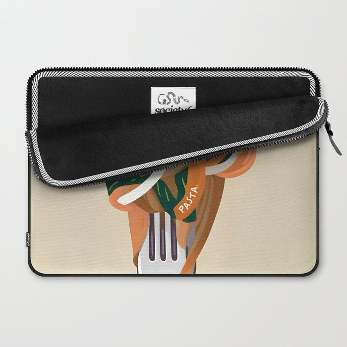 This Too Shall Pasta | Funny Quote Positivity Food Typography, Italian Illustration Noodles Growth Mindset Pastel Painting Laptop Sleeve Gallery Image 2