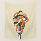 This Too Shall Pasta | Funny Quote Positivity Food Typography, Italian Illustration Noodles Growth Mindset Pastel Painting Wall Tapestry Gallery Image 4