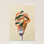 This Too Shall Pasta | Funny Quote Positivity Food Typography, Italian Illustration Noodles Growth Mindset Pastel Painting Stationery Card Gallery Image 2