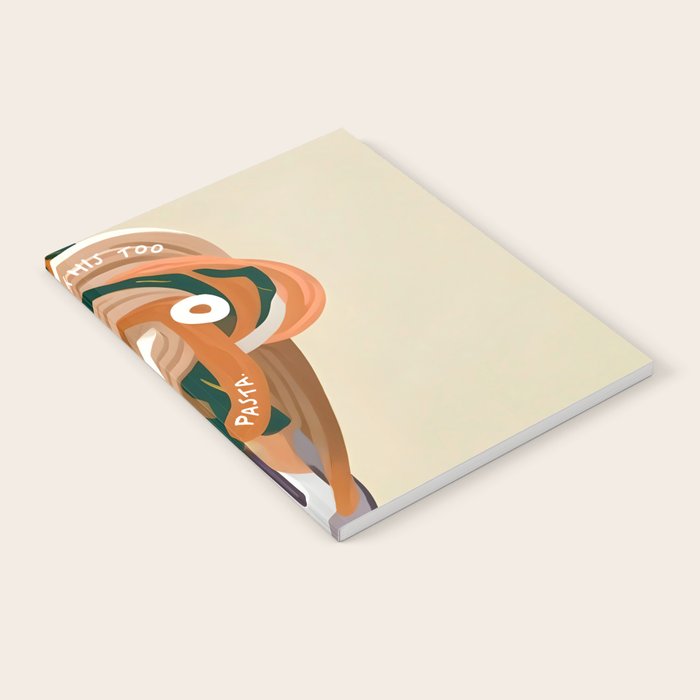 This Too Shall Pasta | Funny Quote Positivity Food Typography, Italian Illustration Noodles Growth Mindset Pastel Painting Notebook Gallery Image 1