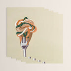 This Too Shall Pasta | Funny Quote Positivity Food Typography, Italian Illustration Noodles Growth Mindset Pastel Painting Wrapping Paper Gallery Image 3