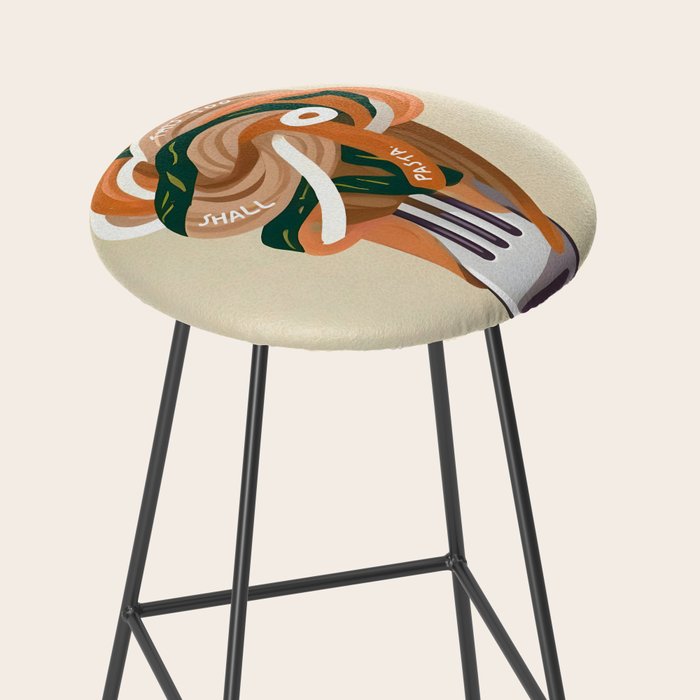 This Too Shall Pasta | Funny Quote Positivity Food Typography, Italian Illustration Noodles Growth Mindset Pastel Painting Stool Gallery Image 2