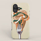 This Too Shall Pasta | Funny Quote Positivity Food Typography, Italian Illustration Noodles Growth Mindset Pastel Painting iPhone Case Gallery Image 1