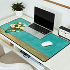 White Roses in Blue Vase Desk Mat Gallery Image 2