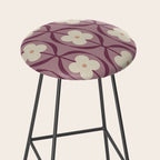 Violet Retro Flowers Vintage Daisy Floral Geometric Stool Gallery Image 2