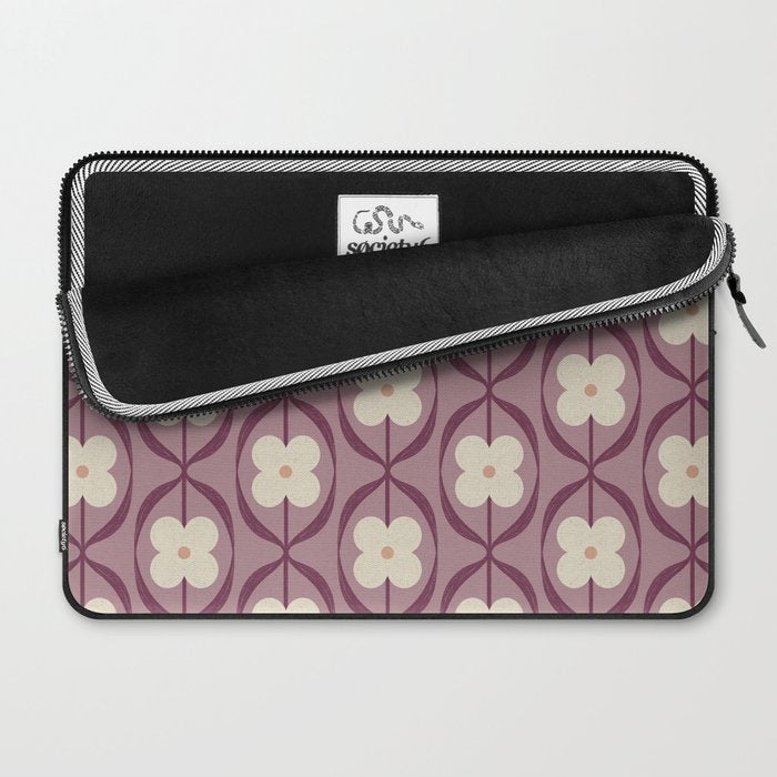 Violet Retro Flowers Vintage Daisy Floral Geometric Laptop Sleeve Gallery Image 2