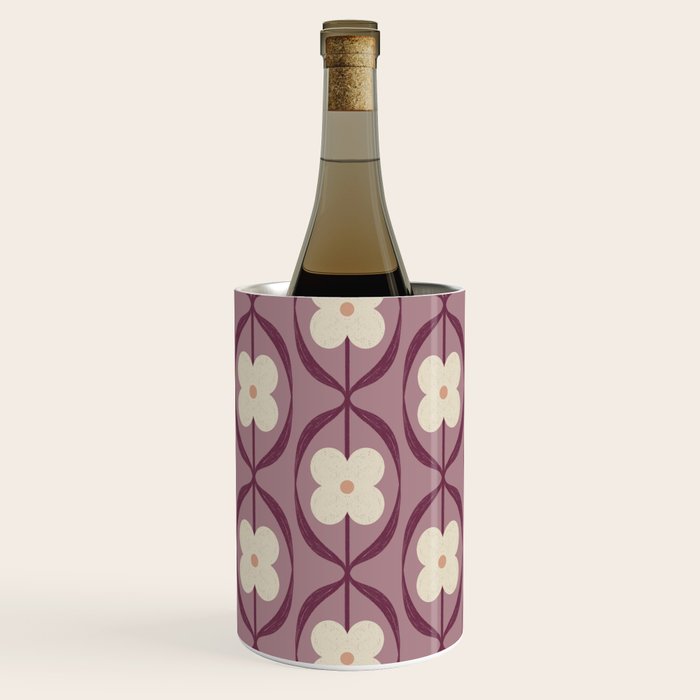 Violet Retro Flowers Vintage Daisy Floral Geometric Wine Chiller Gallery Image 1