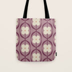 Violet Retro Flowers Vintage Daisy Floral Geometric Tote Bag Gallery Image 1