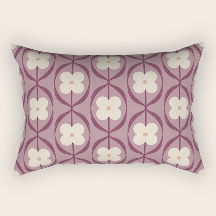 Violet Retro Flowers Vintage Daisy Floral Geometric Rectangular Pillow Gallery Image 1