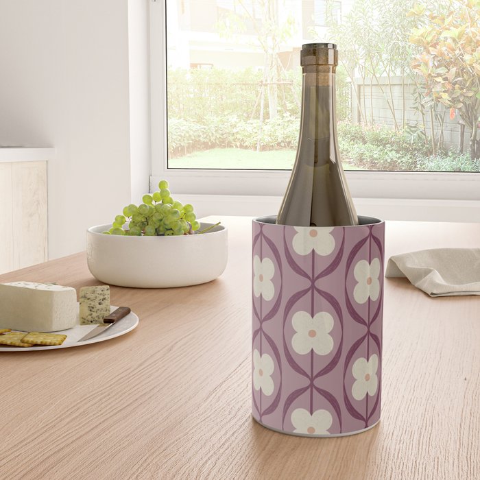 Violet Retro Flowers Vintage Daisy Floral Geometric Wine Chiller Gallery Image 4