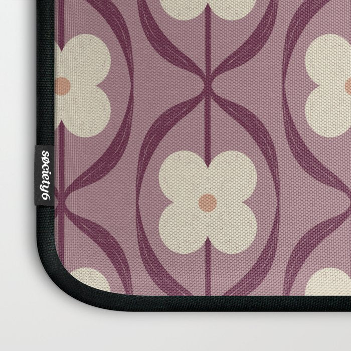Violet Retro Flowers Vintage Daisy Floral Geometric Laptop Sleeve Gallery Image 3