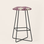 Violet Retro Flowers Vintage Daisy Floral Geometric Stool Gallery Image 1