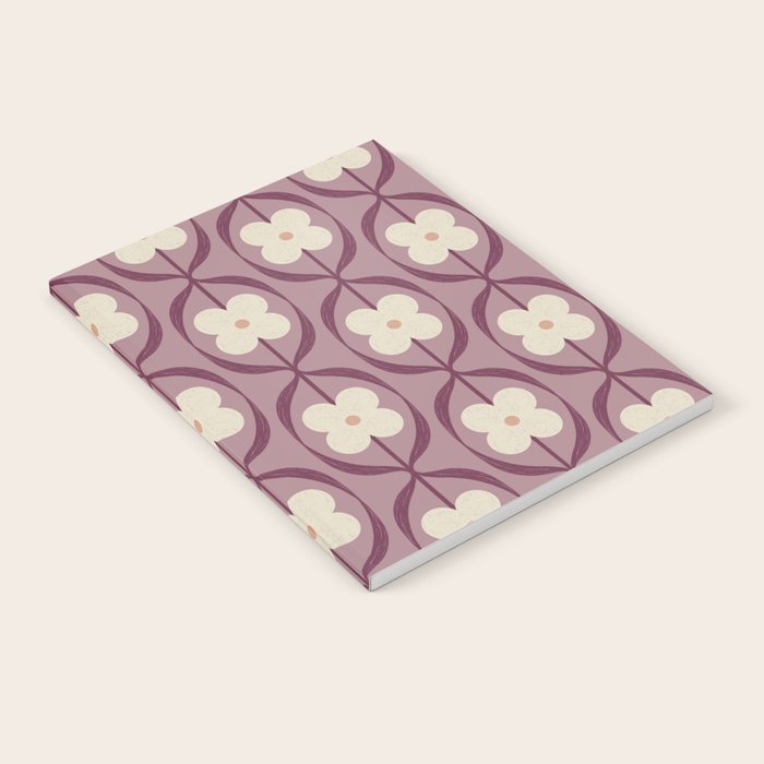 Violet Retro Flowers Vintage Daisy Floral Geometric Notebook Gallery Image 2