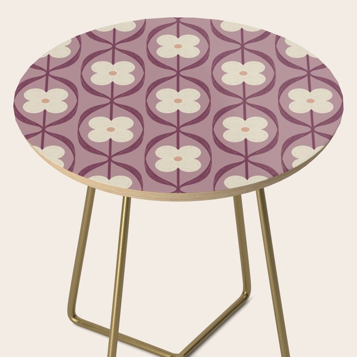 Violet Retro Flowers Vintage Daisy Floral Geometric Side Table Gallery Image 2
