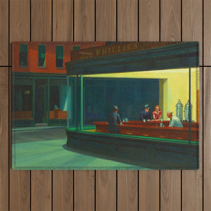  Edward Hopper - Night Hawks Outdoor Rug Gallery Image 1