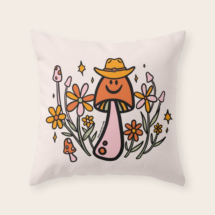 Mushroom Cowboy Throw Pillow Gallery Image 1