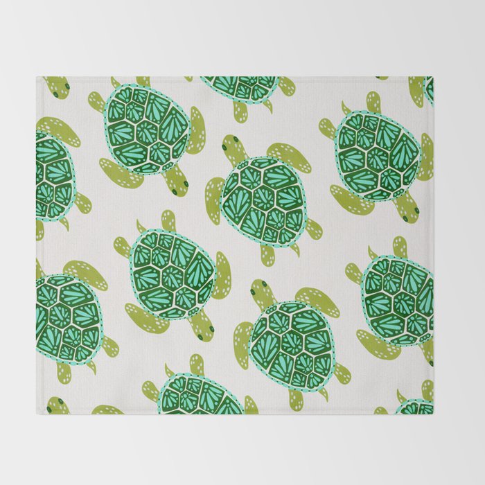 Sea Turtle - Green Palette Throw Blanket Gallery Image 2