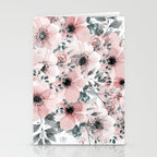 Flower Watercolor, Blush Pink and Gray, Floral Prints Stationery Card Gallery Image 2