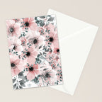 Flower Watercolor, Blush Pink and Gray, Floral Prints Stationery Card Gallery Image 2