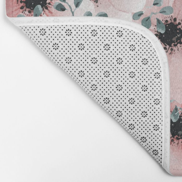 Flower Watercolor, Blush Pink and Gray, Floral Prints Bath Mat Gallery Image 2