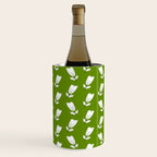 Dancing White Floral Pattern - Green Background Wine Chiller Gallery Image 3