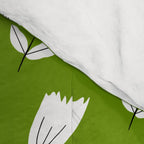 Dancing White Floral Pattern - Green Background Comforter Gallery Image 4