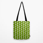 Dancing White Floral Pattern - Green Background Tote Bag Gallery Image 2