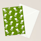 Dancing White Floral Pattern - Green Background Stationery Card Gallery Image 2