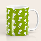 Dancing White Floral Pattern - Green Background Coffee Mug Gallery Image 1
