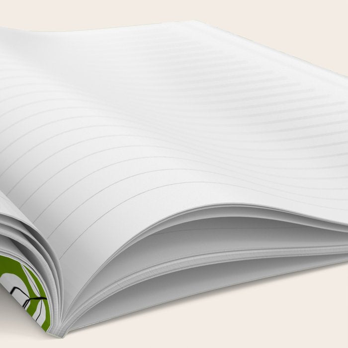 Dancing White Floral Pattern - Green Background Notebook Gallery Image 2