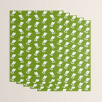 Dancing White Floral Pattern - Green Background Wrapping Paper Gallery Image 3