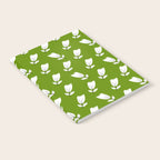 Dancing White Floral Pattern - Green Background Notebook Gallery Image 2