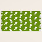 Dancing White Floral Pattern - Green Background Desk Mat Gallery Image 3
