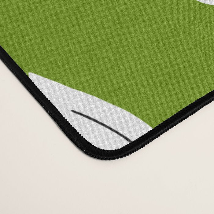 Dancing White Floral Pattern - Green Background Desk Mat Gallery Image 4