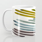 Olive Green Navy Blue Watercolor Colorful Stripes Mid Century Modern Art Primitive Abstract Art Coffee Mug Gallery Image 3