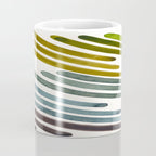 Olive Green Navy Blue Watercolor Colorful Stripes Mid Century Modern Art Primitive Abstract Art Coffee Mug Gallery Image 4