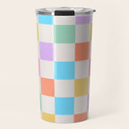 Pastel Checkered Pattern Travel Mug Gallery Image 1